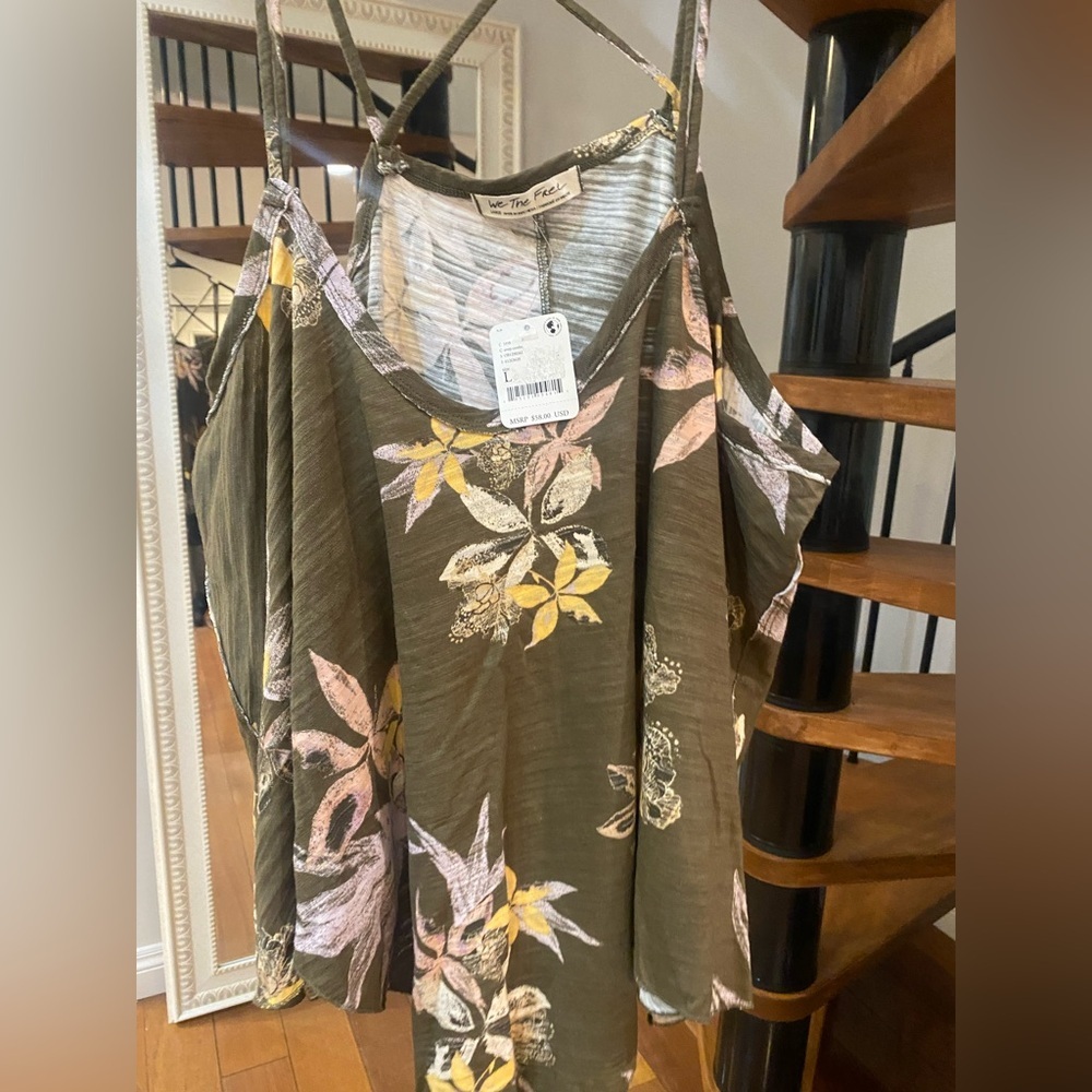 Brand new with tag! We The Free Olive Floral Tank Top